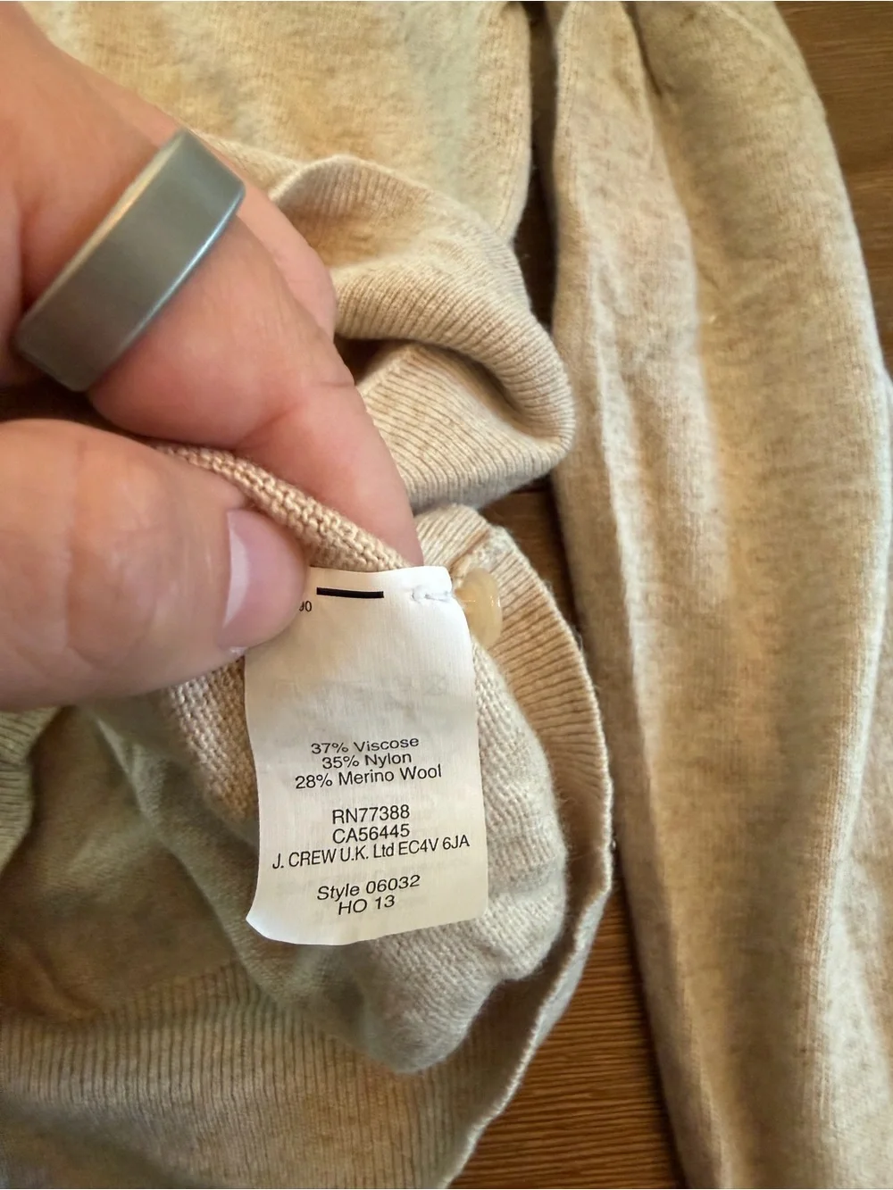 J. Crew Jeweled Peter Pan Collar Beige Sweater